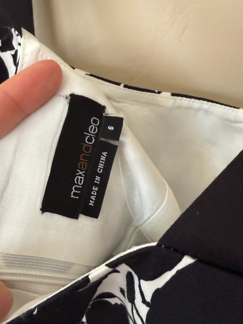 Max & Cleo Black White Floral Mini Dress Fit Flare Chic Minimalist A-Line - Picture 3 of 8